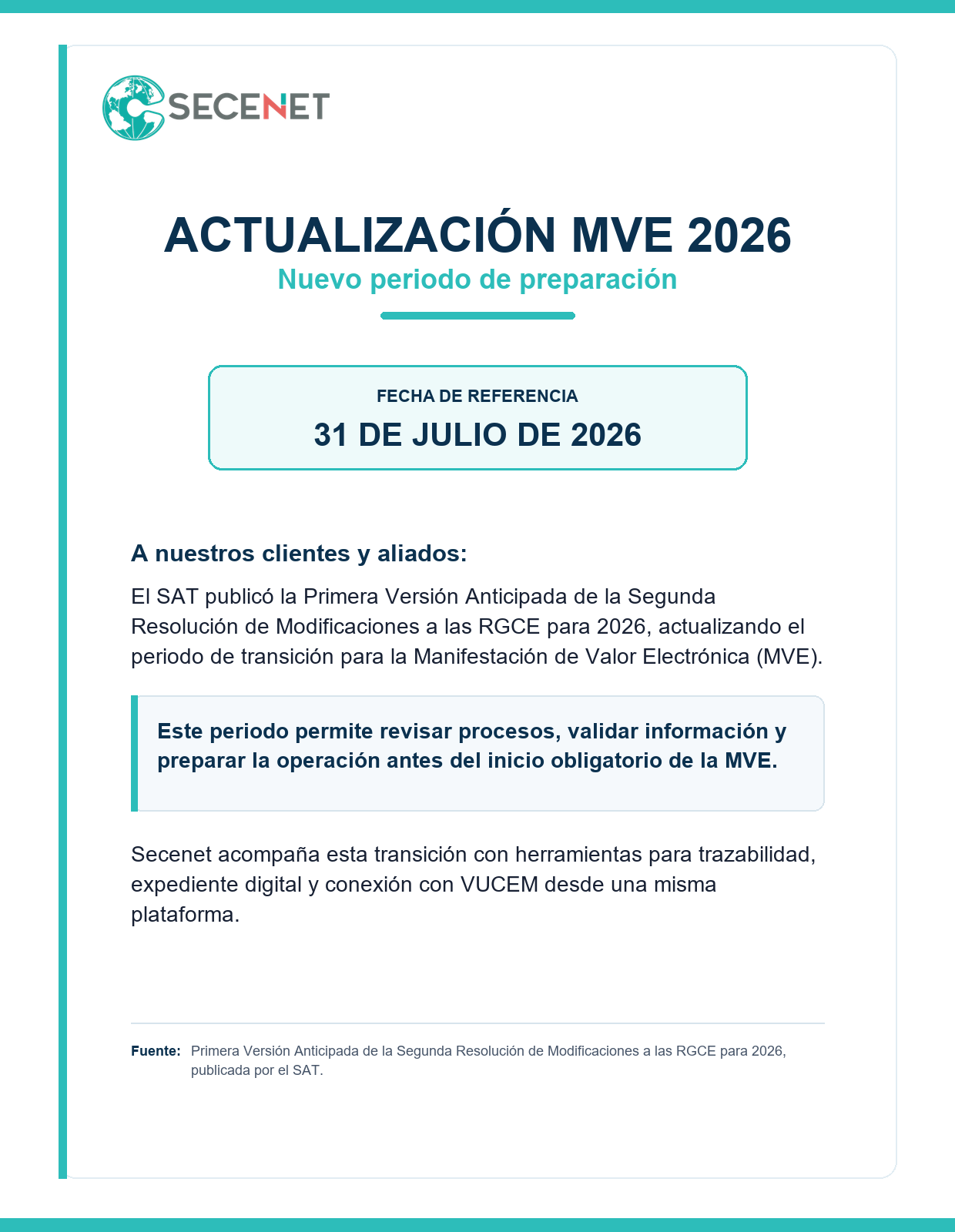 Comunicado Secenet MVE prórroga oficial 2026
